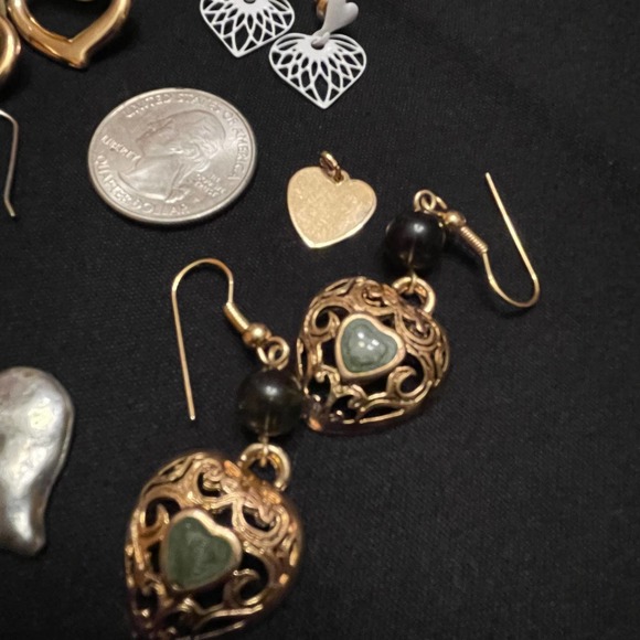 Vintage 80s/90s Heart Earring/Charm Rhinestone Collection Set - Picture 4 of 6